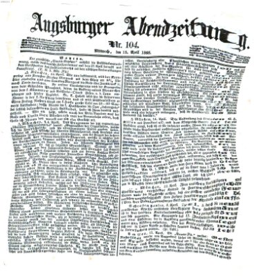 Augsburger Abendzeitung Mittwoch 15. April 1868