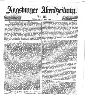 Augsburger Abendzeitung Freitag 24. April 1868