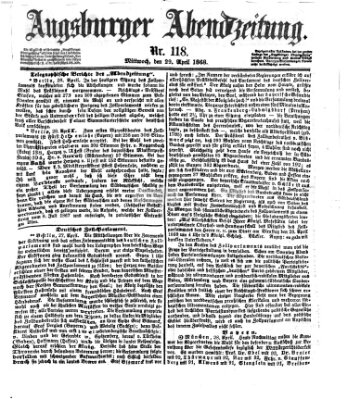 Augsburger Abendzeitung Mittwoch 29. April 1868