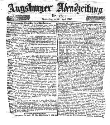 Augsburger Abendzeitung Donnerstag 30. April 1868