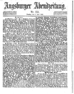 Augsburger Abendzeitung Dienstag 2. Juni 1868