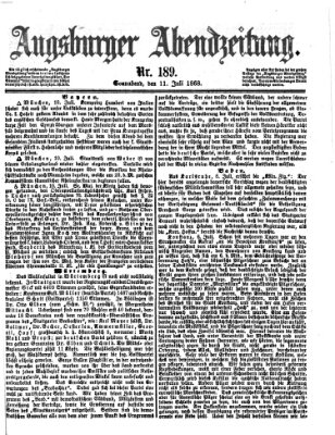 Augsburger Abendzeitung Samstag 11. Juli 1868