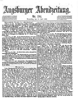 Augsburger Abendzeitung Donnerstag 16. Juli 1868