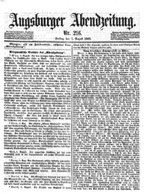 Augsburger Abendzeitung Freitag 7. August 1868