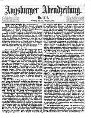 Augsburger Abendzeitung Dienstag 11. August 1868