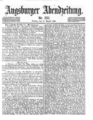 Augsburger Abendzeitung Dienstag 25. August 1868