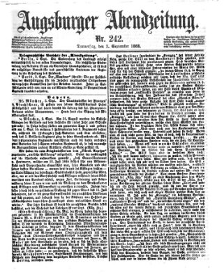 Augsburger Abendzeitung Donnerstag 3. September 1868