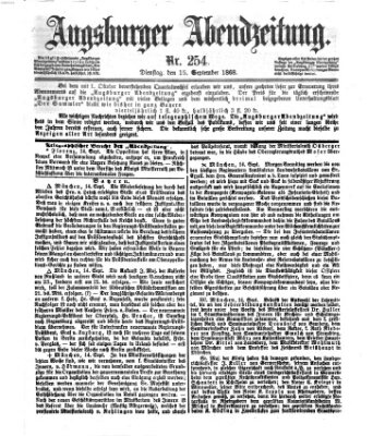 Augsburger Abendzeitung Dienstag 15. September 1868