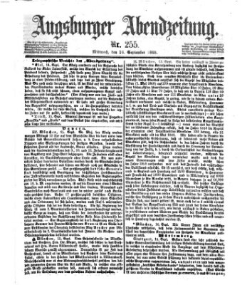 Augsburger Abendzeitung Mittwoch 16. September 1868