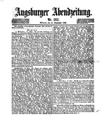 Augsburger Abendzeitung Mittwoch 23. September 1868