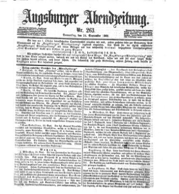 Augsburger Abendzeitung Donnerstag 24. September 1868