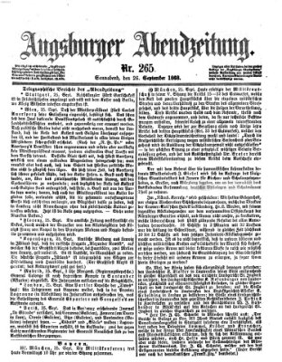 Augsburger Abendzeitung Samstag 26. September 1868