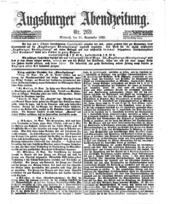 Augsburger Abendzeitung Mittwoch 30. September 1868