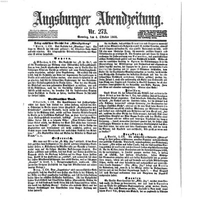 Augsburger Abendzeitung Sonntag 4. Oktober 1868