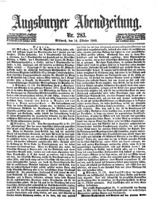 Augsburger Abendzeitung Mittwoch 14. Oktober 1868