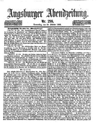 Augsburger Abendzeitung Donnerstag 29. Oktober 1868