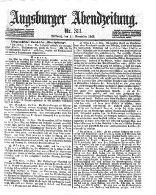 Augsburger Abendzeitung Mittwoch 11. November 1868