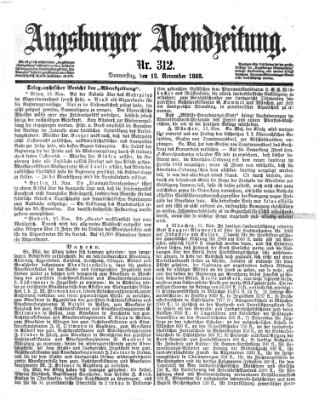 Augsburger Abendzeitung Donnerstag 12. November 1868