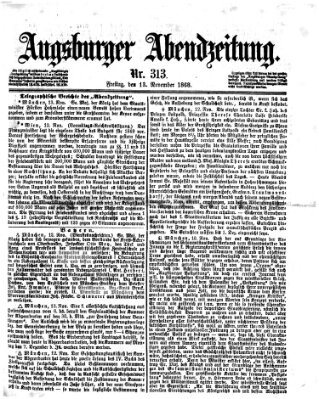 Augsburger Abendzeitung Freitag 13. November 1868