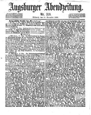 Augsburger Abendzeitung Mittwoch 18. November 1868