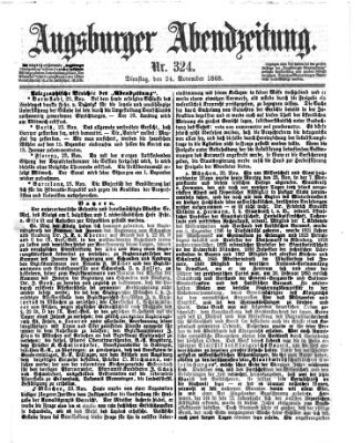 Augsburger Abendzeitung Dienstag 24. November 1868