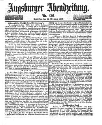 Augsburger Abendzeitung Donnerstag 26. November 1868