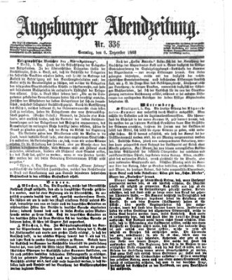 Augsburger Abendzeitung Sonntag 6. Dezember 1868