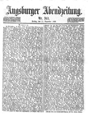 Augsburger Abendzeitung Freitag 11. Dezember 1868