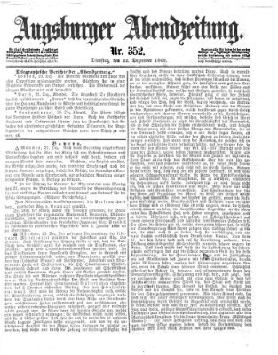 Augsburger Abendzeitung Dienstag 22. Dezember 1868