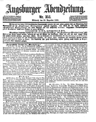 Augsburger Abendzeitung Mittwoch 23. Dezember 1868