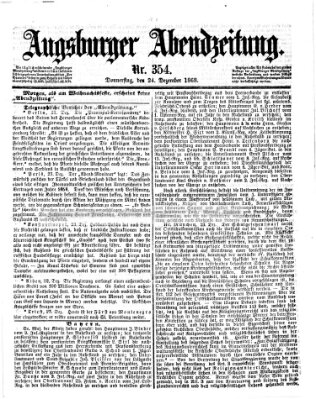 Augsburger Abendzeitung Donnerstag 24. Dezember 1868