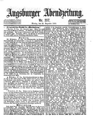 Augsburger Abendzeitung Montag 28. Dezember 1868