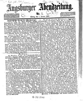 Augsburger Abendzeitung Freitag 1. Januar 1869