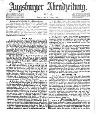 Augsburger Abendzeitung Montag 4. Januar 1869