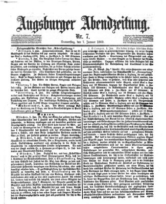 Augsburger Abendzeitung Donnerstag 7. Januar 1869