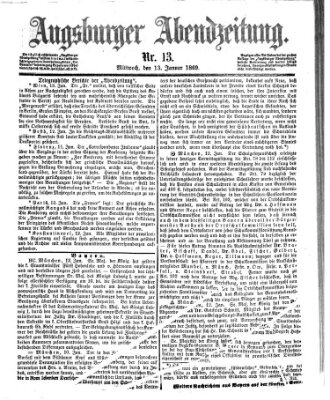 Augsburger Abendzeitung Mittwoch 13. Januar 1869