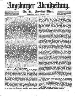 Augsburger Abendzeitung Samstag 20. Februar 1869