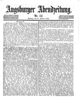 Augsburger Abendzeitung Sonntag 21. Februar 1869