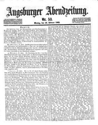 Augsburger Abendzeitung Montag 22. Februar 1869