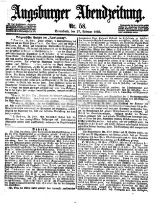 Augsburger Abendzeitung Samstag 27. Februar 1869