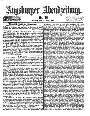 Augsburger Abendzeitung Mittwoch 17. März 1869