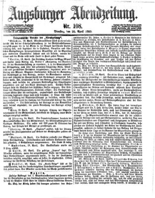 Augsburger Abendzeitung Dienstag 20. April 1869