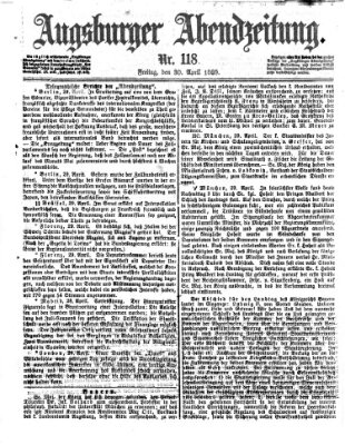 Augsburger Abendzeitung Freitag 30. April 1869