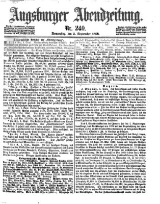 Augsburger Abendzeitung Donnerstag 2. September 1869