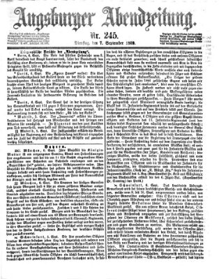 Augsburger Abendzeitung Dienstag 7. September 1869