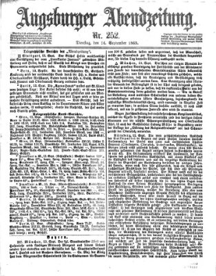 Augsburger Abendzeitung Dienstag 14. September 1869