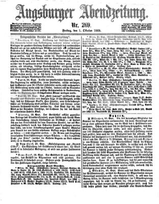 Augsburger Abendzeitung Freitag 1. Oktober 1869