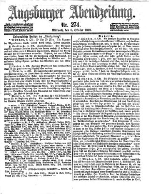 Augsburger Abendzeitung Mittwoch 6. Oktober 1869