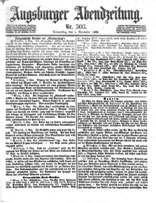 Augsburger Abendzeitung Donnerstag 4. November 1869