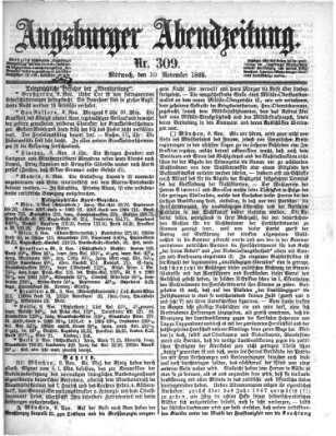 Augsburger Abendzeitung Mittwoch 10. November 1869